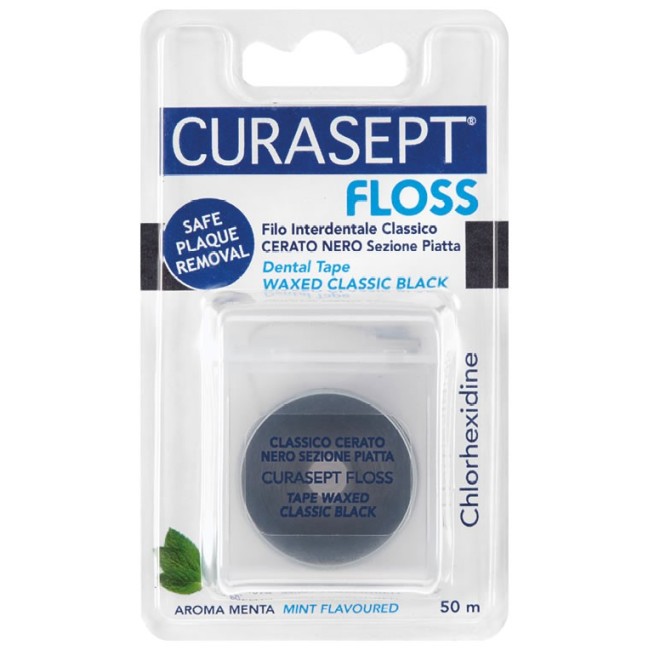 Curasept Floss Cerato Nero Clorexidina filo interdentale 1 pezzo Curasept Floss Cerato Nero Clorexidina filo interdentale 1 pezzo