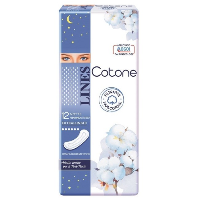 Fater Lines Assorbenti Cotone Ultra Notte Distesi 12 Pezzi