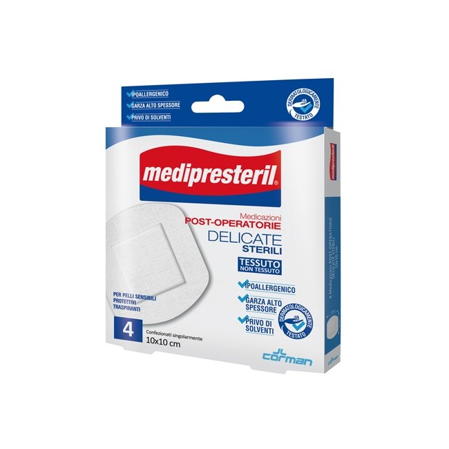 Medipresteril Cerotto Postoperatorio Delicato 10x10 Cm 4 Pezzi Medipresteril Cerotto Postoperatorio Delicato 10x10 Cm 4 Pezzi
