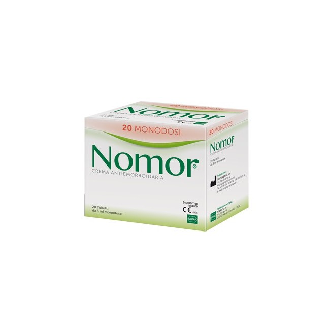 Sofar Nomor crema per le emorroidi per mucosa rettale 5 Ml 20 Pezzi Sofar Nomor crema per le emorroidi per mucosa rettale 5 Ml 20 Pezzi