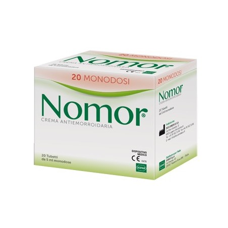 Sofar Nomor crema per le emorroidi per mucosa rettale 5 Ml 20 Pezzi Sofar Nomor crema per le emorroidi per mucosa rettale 5 Ml 20 Pezzi
