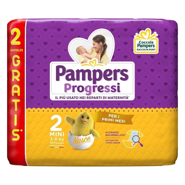 Fater Pampers Progressi Mini Pannolino 2 3-6kg 30 Pezzi Fater Pampers Progressi Mini Pannolino 2 3-6kg 30 Pezzi