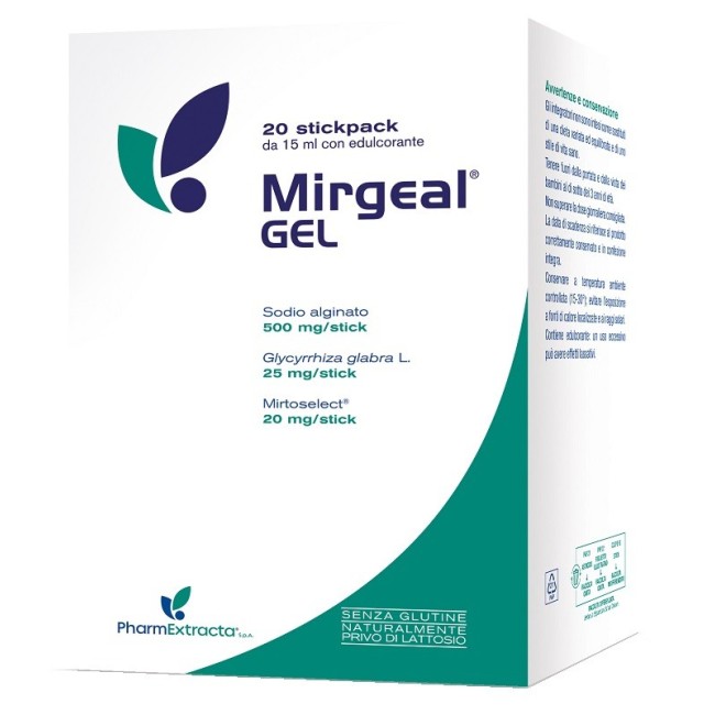 Pharmaextracta Mirgeal gel con sodio alginato 20 stickpack Pharmaextracta Mirgeal gel con sodio alginato 20 stickpack