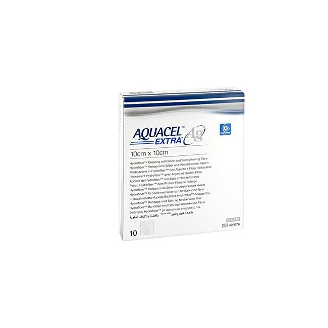 Aquacel Ag Extra Medicazione Con Ioni Argento 10x10 Cm 10 Pezzi