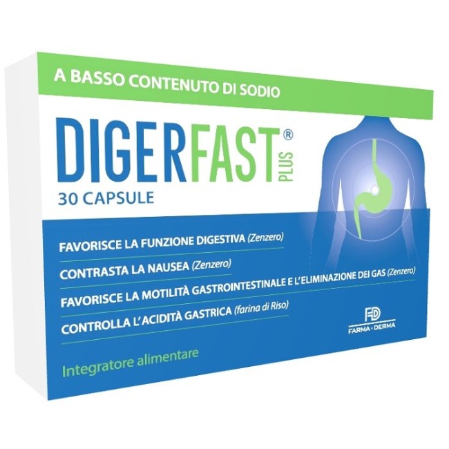 Farma derma Digerfast plus integratore 30 capsule Farma derma Digerfast plus integratore 30 capsule
