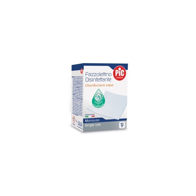 Pic solution fazzolettini disinfettanti per le mani 12 pezzi