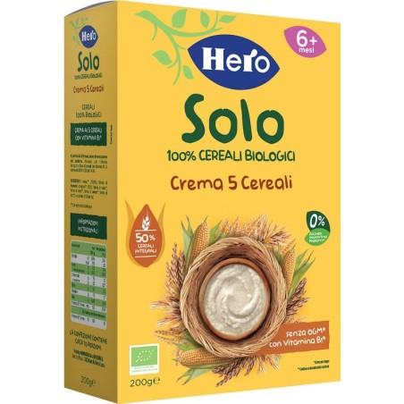 Fater Hero Baby Solo Crema 5 Cereali Bio per bambini 200 G Fater Hero Baby Solo Crema 5 Cereali Bio per bambini 200 G