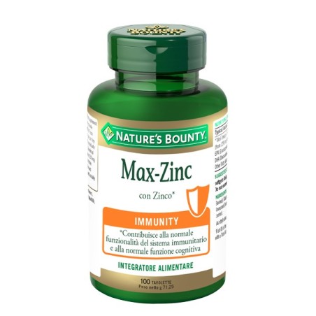 Nature's Bounty Max Zinc integratore 100 Tavolette