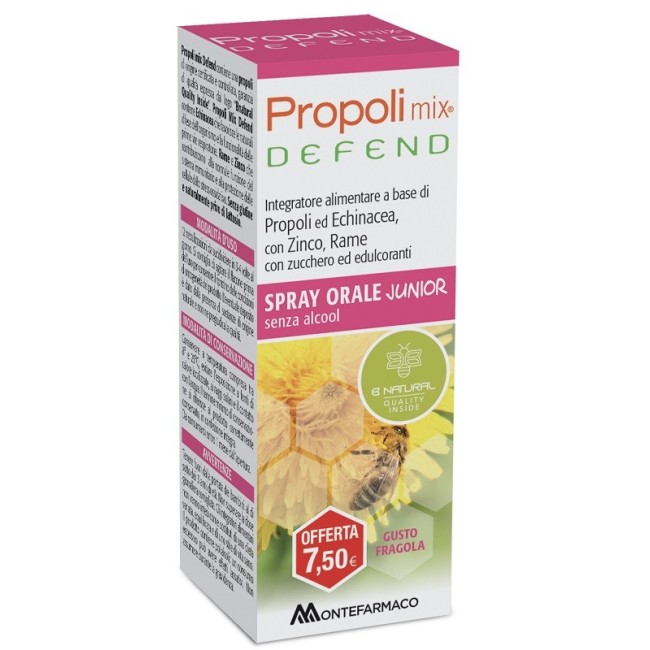 Propoli mix defend spray orale junior analcolico fragola 30 ml Propoli mix defend spray orale junior analcolico fragola 30 ml