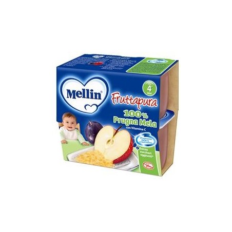 Danone Nutricia Mellin Frutta Pura Prugna Mela 100 G 4 Pezzi Danone Nutricia Mellin Frutta Pura Prugna Mela 100 G 4 Pezzi