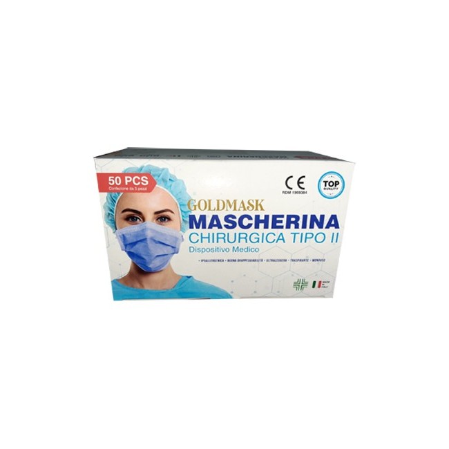 Mascherina Chirurgica Goldmask Tipo II 50 Pezzi Mascherina Chirurgica Goldmask Tipo II 50 Pezzi