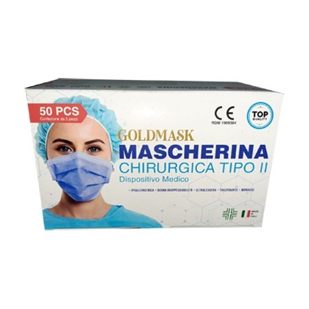 Mascherina Chirurgica Goldmask Tipo II 50 Pezzi Mascherina Chirurgica Goldmask Tipo II 50 Pezzi