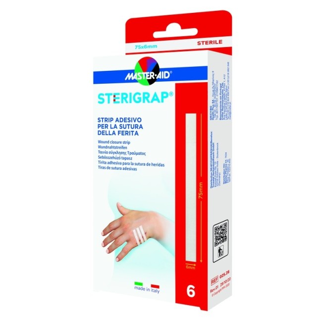 Master-aid Sterigrap Strip Adesivo Sutura Ferite 75x6 Mm 6 Pezzi Master-aid Sterigrap Strip Adesivo Sutura Ferite 75x6 Mm 6 Pezzi
