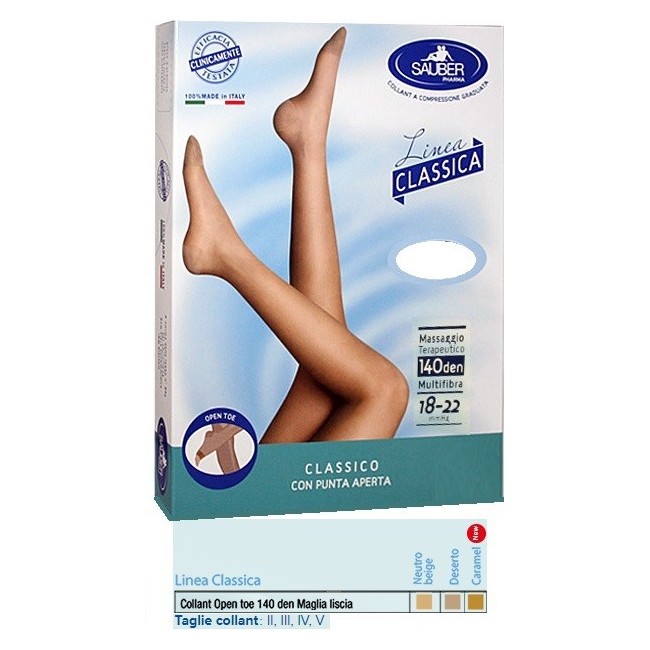 Sauber Collant Open Toe Maglia Liscia 140 Den Neutro Beige 4