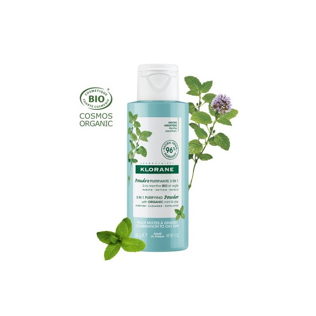 Klorane Polvere purificante menta bio e all'argilla 50g Klorane Polvere purificante menta bio e all'argilla 50g