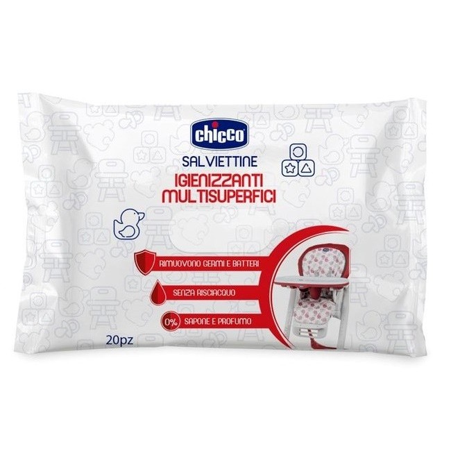Chicco Salviettine Igienizzanti per le superfici 20 Pezzi Chicco Salviettine Igienizzanti per le superfici 20 Pezzi