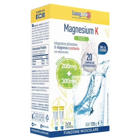 Longlife magnesium k fiz integratore 20 compresse Longlife magnesium k fiz integratore 20 compresse
