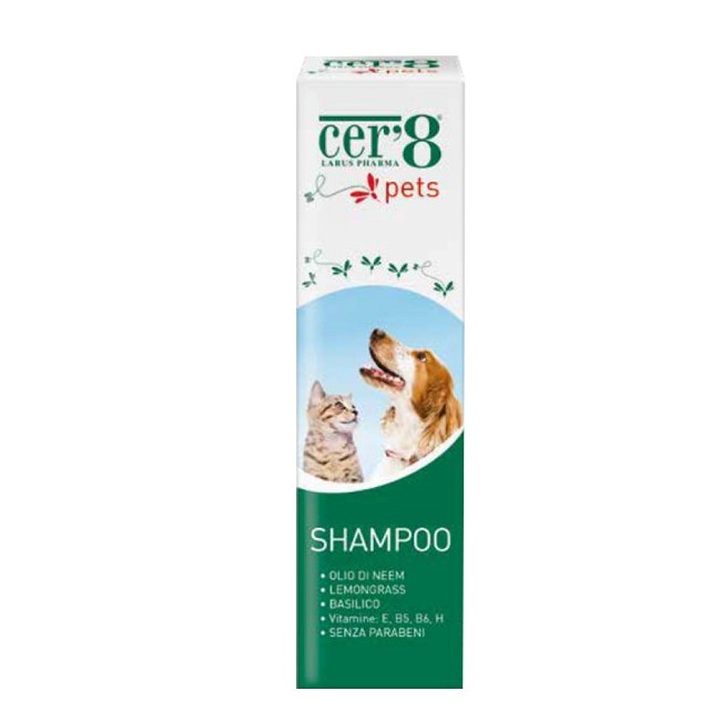 Larus Pharma Cer'8 Pets Shampoo con olii essenziali 200 Ml Larus Pharma Cer'8 Pets Shampoo con olii essenziali 200 Ml