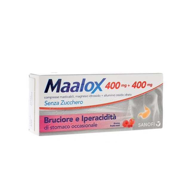 Maalox 30 compresse masticabili 400 mg + 400 mg senza zucchero