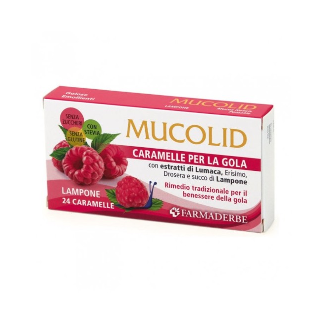 Farmaderbe Mucolid Lumaca e Lampone 24 caramelle per la gola Farmaderbe Mucolid Lumaca e Lampone 24 caramelle per la gola
