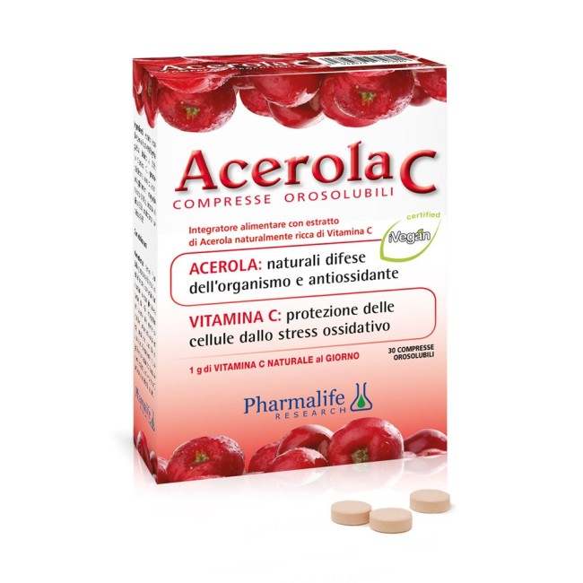 Pharmalife Acerola C Integratore 30 compresse orosolubili Pharmalife Acerola C Integratore 30 compresse orosolubili
