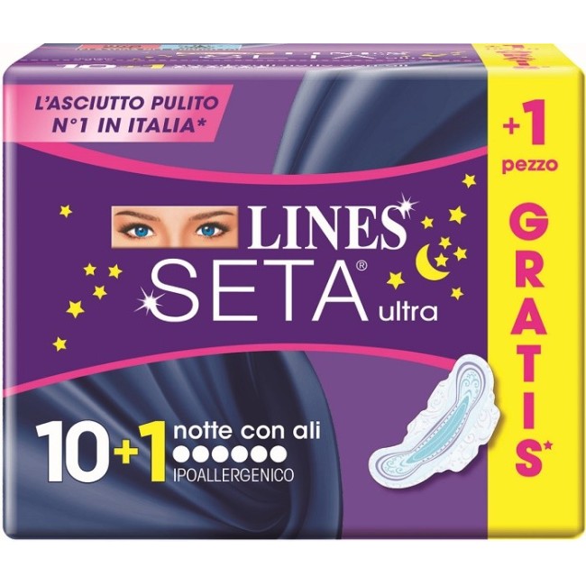 Fater Lines Seta Ultra Notte assorbenti con ali 10+1 Gratis Fater Lines Seta Ultra Notte assorbenti con ali 10+1 Gratis