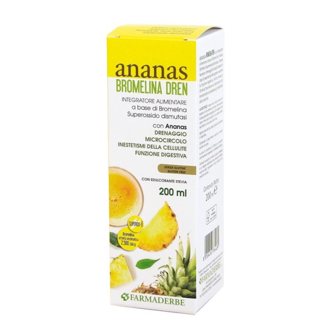 Farmaderbe Ananas Bromelina Dren soluzione 200 Ml Farmaderbe Ananas Bromelina Dren soluzione 200 Ml