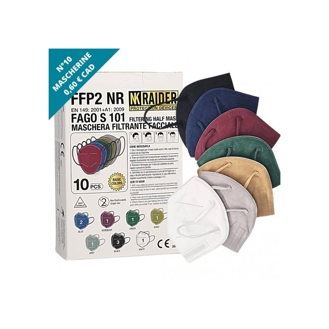Fagomedikal mascherine FFP2 colori assortiti 10 pezzi Fagomedikal mascherine FFP2 colori assortiti 10 pezzi