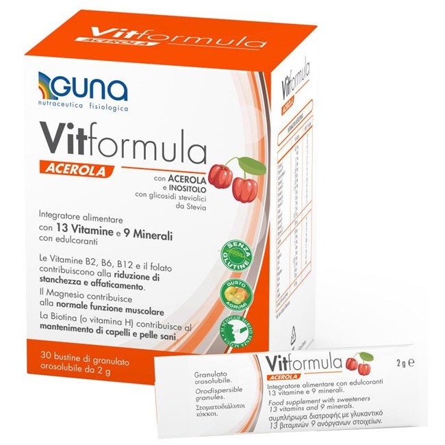 Guna Vitformula Acerola integratore 30 Stick 2 G Guna Vitformula Acerola integratore 30 Stick 2 G