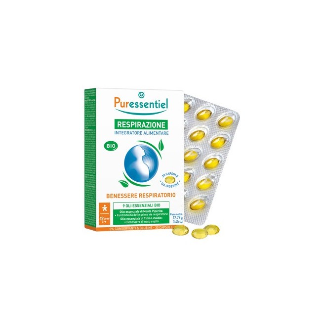 Puressentiel Respirazione Bio 9 Oli Essenziali 30 Capsule Puressentiel Respirazione Bio 9 Oli Essenziali 30 Capsule