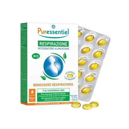Puressentiel Respirazione Bio 9 Oli Essenziali 30 Capsule Puressentiel Respirazione Bio 9 Oli Essenziali 30 Capsule