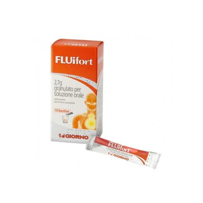 Fluifort 10 Bustine mucolitico per la tosse grassa 1,35 gr Fluifort 10 Bustine mucolitico per la tosse grassa 1,35 gr