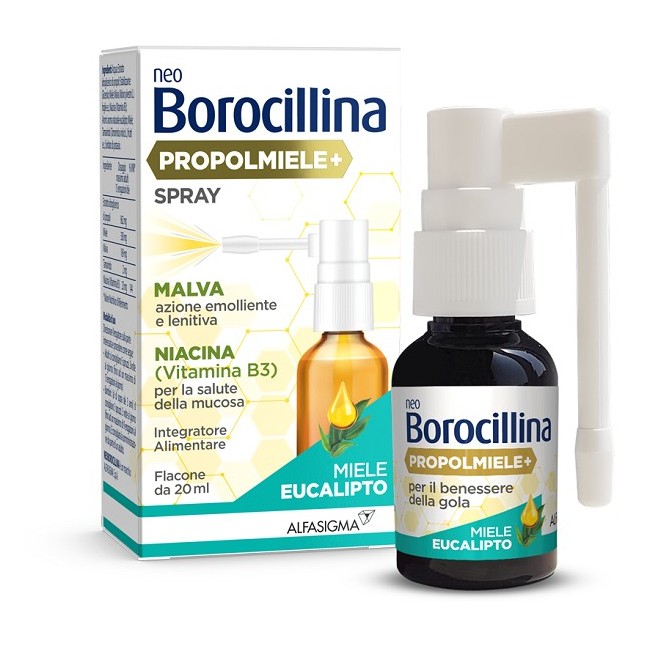 Neoborocillina propolmiele+ spray miele eucalipto 20 ml Neoborocillina propolmiele+ spray miele eucalipto 20 ml