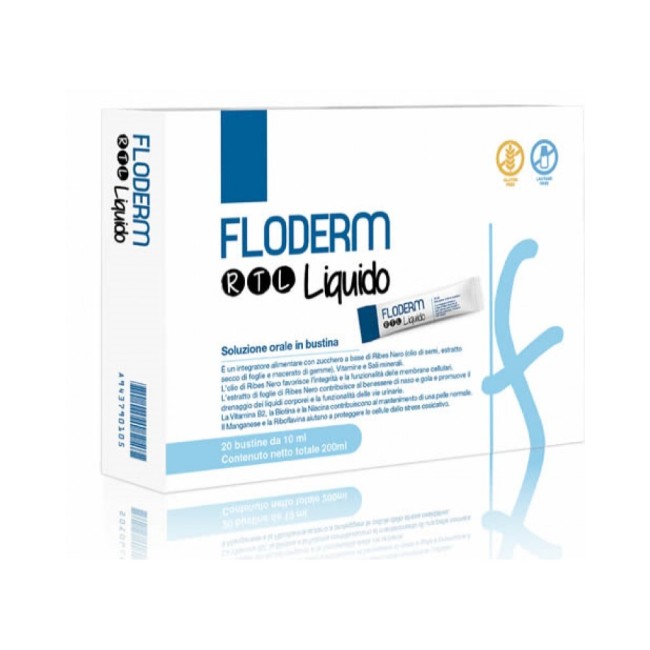 Floderm rtl liquido integratore di ribes nero 20 bustine 10 ml Floderm rtl liquido integratore di ribes nero 20 bustine 10 ml