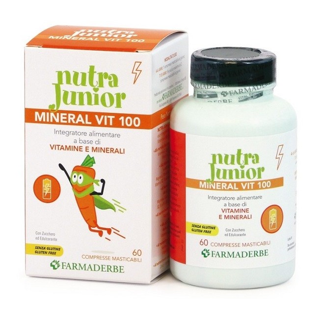 Farmaderbe Nutra Junior Mineralvit 100 60 Compresse Masticabili Farmaderbe Nutra Junior Mineralvit 100 60 Compresse Masticabili