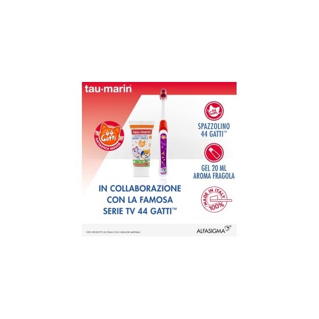 Tau marin set bambini 44 gatti dentifricio fragola 20 ml + spazzolino Tau marin set bambini 44 gatti dentifricio fragola 20 ml + spazzolino