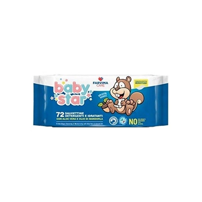 Babystar Salviettine Bebè Detergenti Idratanti 72 pezzi
