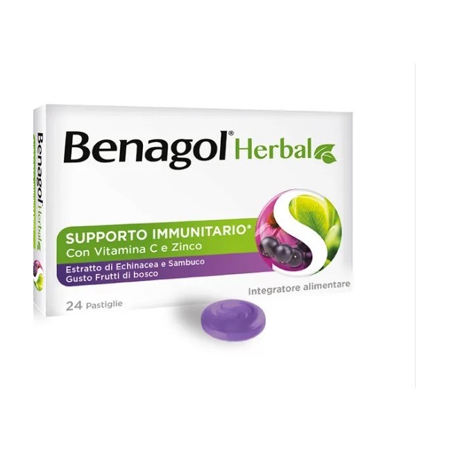 Benagol Herbal Frutti di Bosco Supporto Immunitario 24 pastiglie
