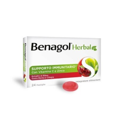 Benagol Herbal Menta e Ciliegia Supporto Immunitario 24 pastiglie Benagol Herbal Menta e Ciliegia Supporto Immunitario 24 pastiglie