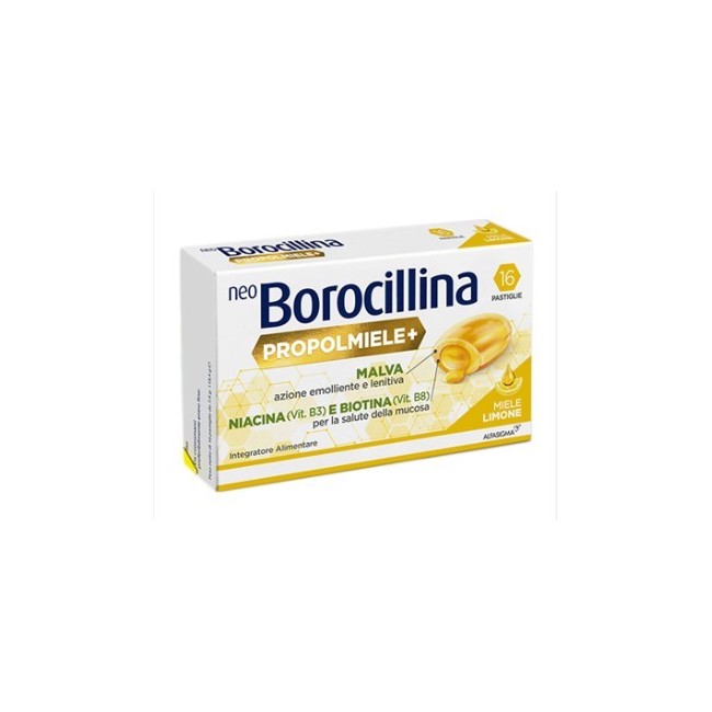 Neoborocillina Propolmiele+ Miele limone 16 Pastiglie Neoborocillina Propolmiele+ Miele limone 16 Pastiglie