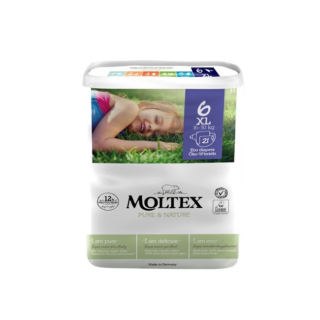 Moltex Pure & Nature Pannolini Taglia 6 XL 16-30 Kg 21 Pezzi