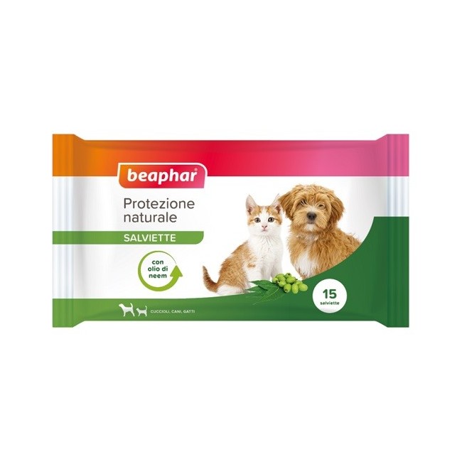 Beaphar Protezione naturale salviette al neem 15 pezzi Beaphar Protezione naturale salviette al neem 15 pezzi