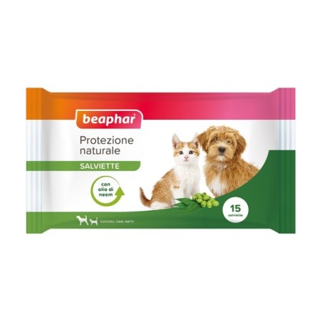 Beaphar Protezione naturale salviette al neem 15 pezzi Beaphar Protezione naturale salviette al neem 15 pezzi