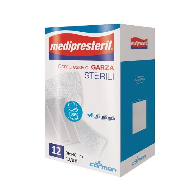 Corman Garza Compressa Medipresteril 12/8 Fu 36x40cm 12 Pezzi Corman Garza Compressa Medipresteril 12/8 Fu 36x40cm 12 Pezzi