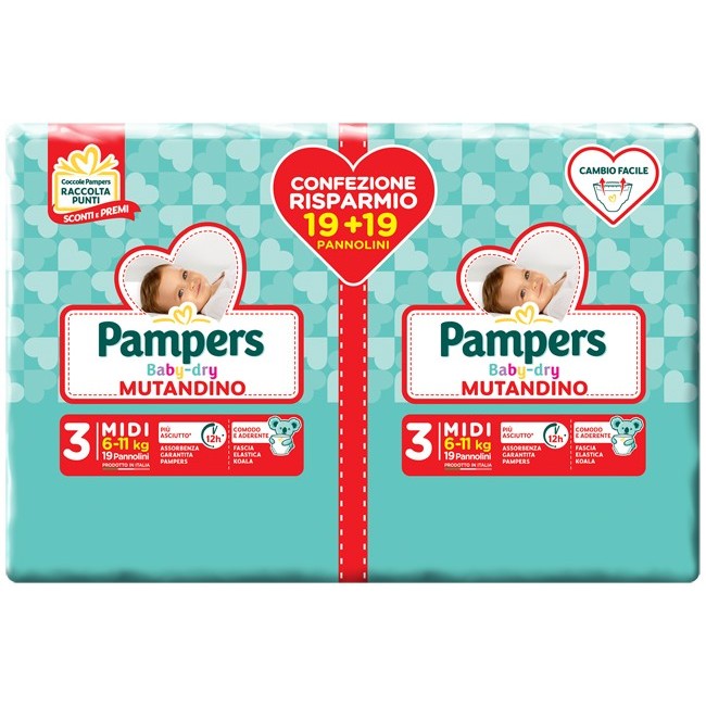 Fater Pampers Baby Dry Pannolino A Mutandina Duo Dwct Midi 38 Pezzi Fater Pampers Baby Dry Pannolino A Mutandina Duo Dwct Midi 38 Pezzi