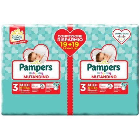 Fater Pampers Baby Dry Pannolino A Mutandina Duo Dwct Midi 38 Pezzi Fater Pampers Baby Dry Pannolino A Mutandina Duo Dwct Midi 38 Pezzi
