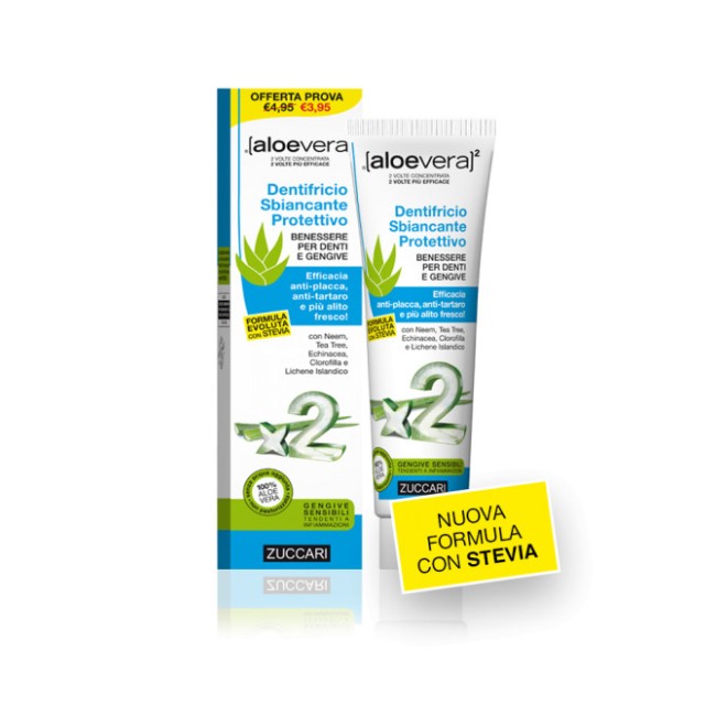 Zuccari Aloevera2 Dentifricio Sbiancante Stevia 100ml Zuccari Aloevera2 Dentifricio Sbiancante Stevia 100ml