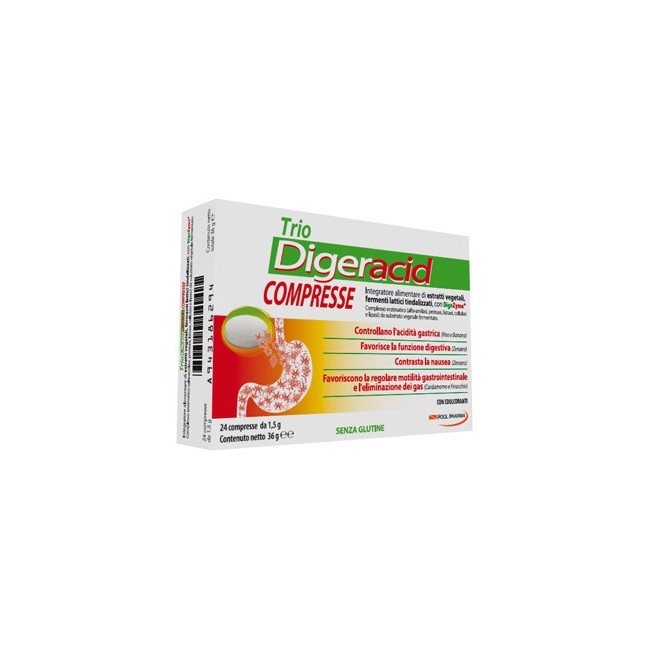 Pool Pharma Trio Digeracid integratore 24 Compresse Pool Pharma Trio Digeracid integratore 24 Compresse