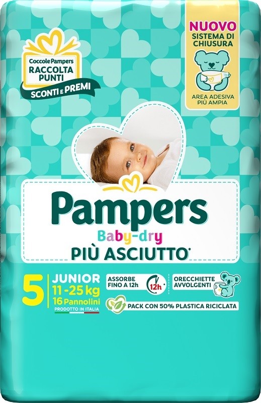 Fater Pampers Baby Dry Pannolino Downcount Junior 16 Pezzi