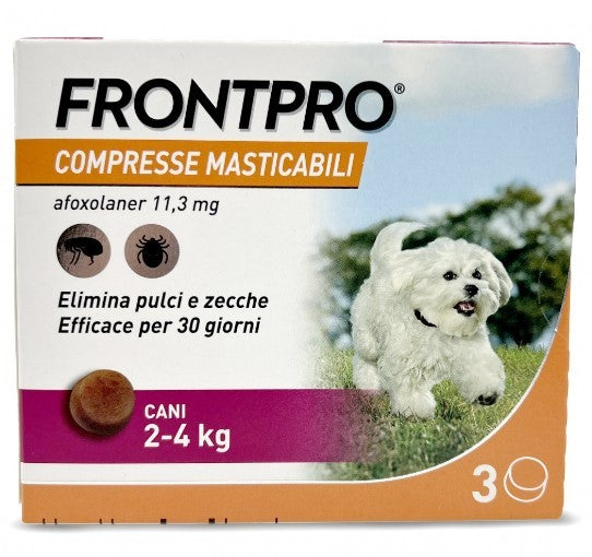 Frontpro Pulci E Zecche 3 Compresse Masticabili Cani 2-4 Kg 11,3 Mg